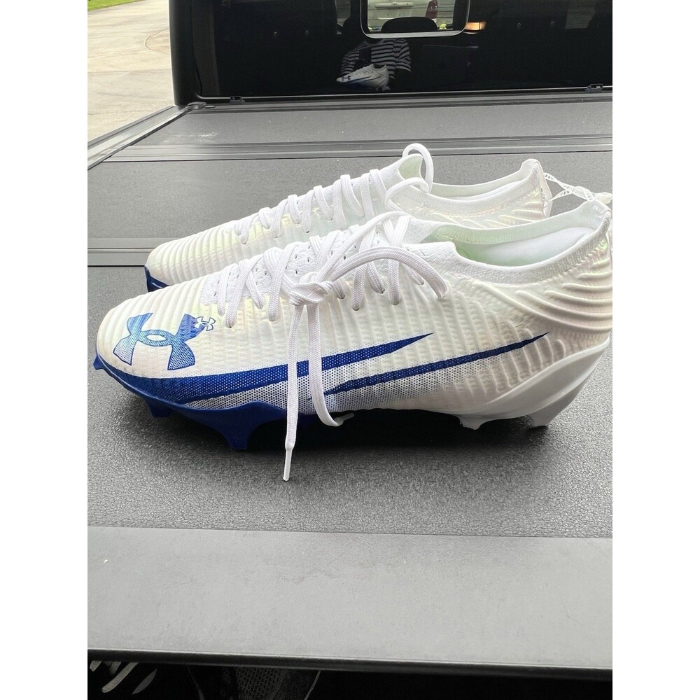 Under Armour Blur Pro Intelliknit Football Cleats Men 12 White Blue 3028220-106 - Picture 3 of 9